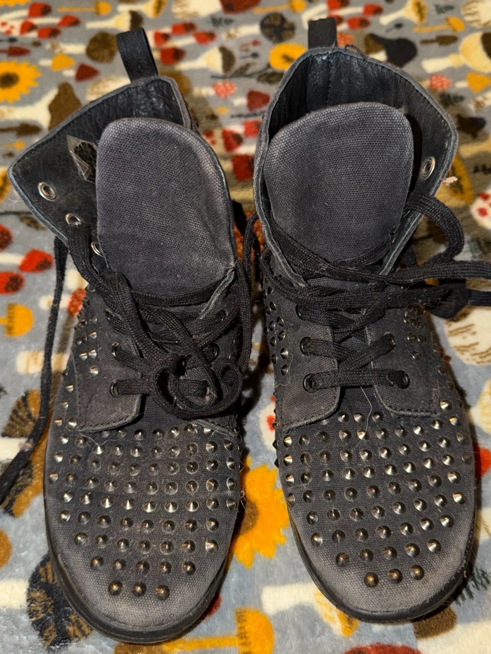 Vintage Dr. Martens Black Studded Canvas High-Top Boots